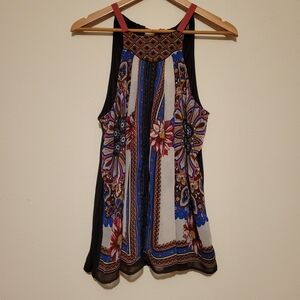 Anthropologie One September Adjustable Tie Neck Sleeveless Top Size M